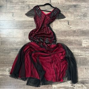 Burgundy Gatsby style beaded and sequin dress